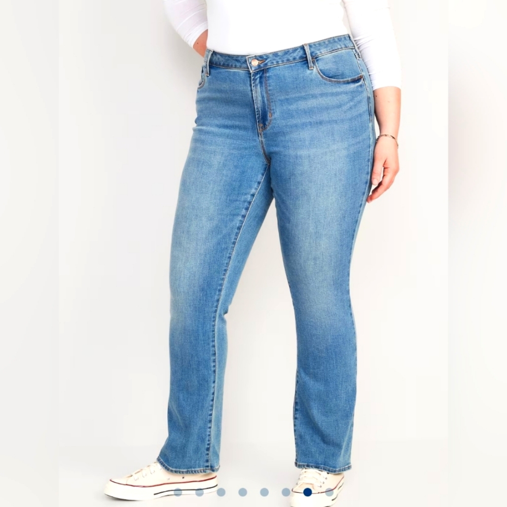Old Navy Plus jeans 24 Short Mid-Rise Kicker Boot medium fade wash NWT